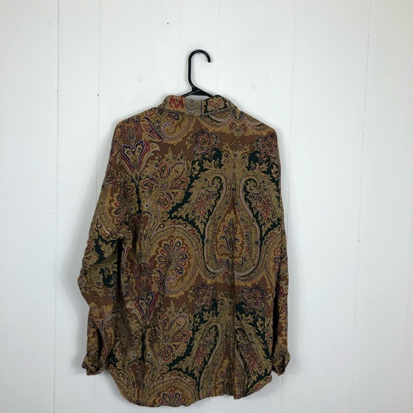 Vintage Multi Colour Paisley Print Button Down - Picture 9 of 10